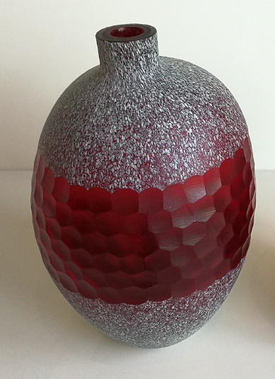 Glass Rounded Vase Red L
