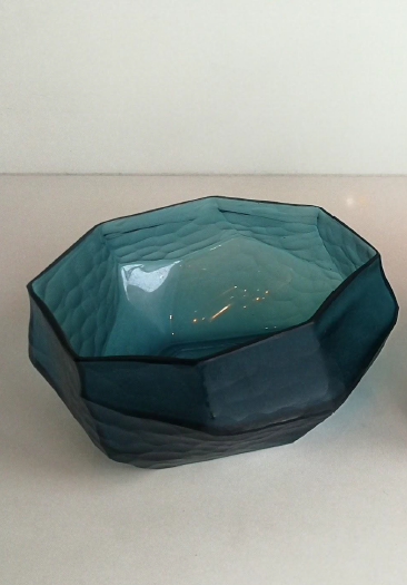 Geometry Frosted Glass Vase Teal L
