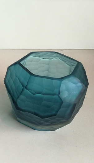 Geometry Frosted Glass Vase Teal S