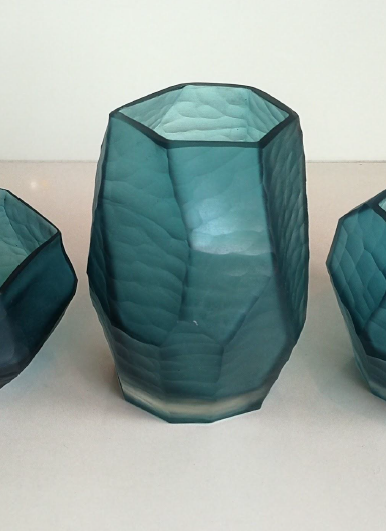 Geometry Frosted Glass Vase Teal M