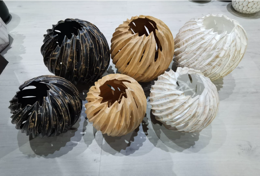 Ripple Mango Wood Vase Round WHITE/BLACK/OAK/ROUND TOP S