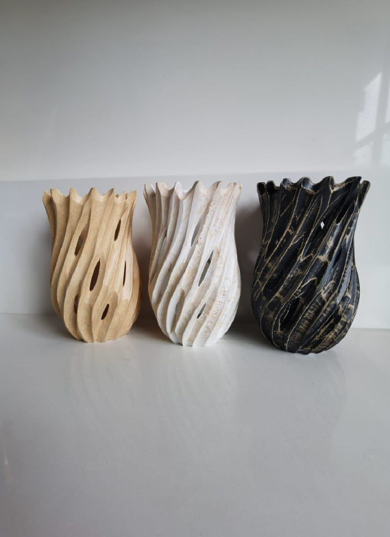 Ripple Mango Wood Vase BLACK/OAK/WHITE